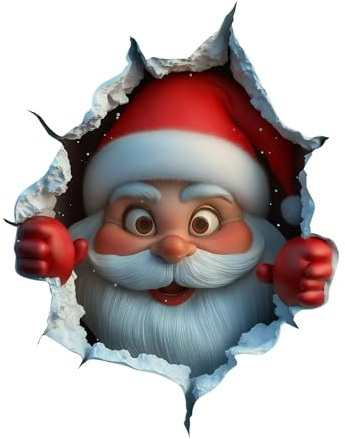 Weihnachts Wandaufkleber | Weihnachtsmann Ziegelwand Durchbruch Sticker | Weihnachtsaufkleber Selbstklebend | Für Zuhause Wohnzimmer Schlafzimmer Küche Büro Fenster Tür Dekors