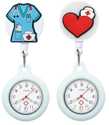AFIODA Nurse Fob Watch, Silicone Pocket Nurse Watch with Luminous Hands | Easy Read Dial Clip-On Watch for Nurses, Doctors and Paramedics, Stretchy Silicone Case