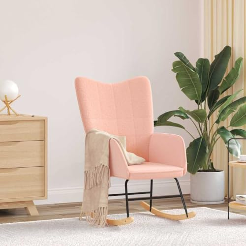 Ziaphsol Schaukelstuhl Rosa Sherpa-Stoff, Modern Design, Metallrahmen, Gemütlicher Sessel für Wohnzimmer, Schlafzimmer, Büro, Bequeme Sitzgelegenheit, Flauschiges Gefühl, 110 kg Belastbarkeit