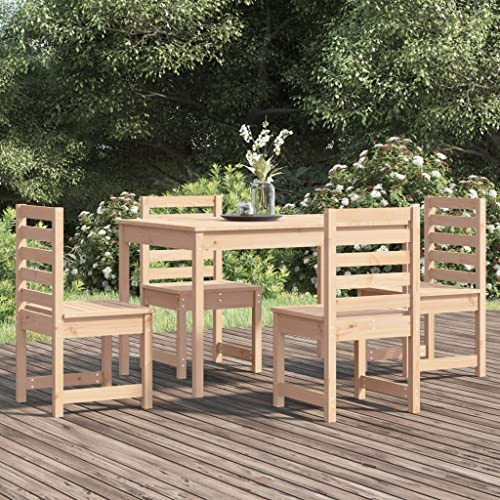 Runheo 5-TLG. Garten-Essgruppe Massivholz Kiefer, 121x82,5cm Outdoor Möbel Set für Terrasse, Balkon, Esszimmer, Gartenstühle, Holztisch, Unbehandeltes Kiefernholz, Witterungsbeständig, Langlebig