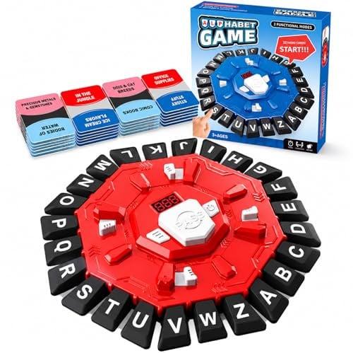 Wortspiel Rasantes Wortspiel für Familie & Partys Brettspiele für Kinder und Erwachsene mit 2 Modi 24 Tasten Buchstaben Familienspiel mit Interaktive Brettspiel Für 2-8 Spieler ab 8 Jahren Rot