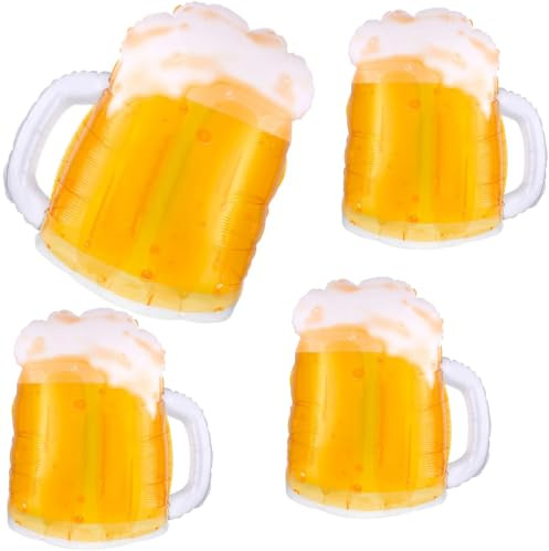 Yeheap 4 PCS Bier Luftballons, XXL Bierglas Heliumballon, Oktoberfest Deko | Giant Bier Aluminium Folienballon, Bierkglas Folie Ballons, Helium Ballon Bierkrug für Geburtstag Hochzeit Bierthema Party