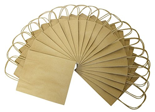 folia 21810 - Papiertüten aus Kraftpapier, Geschenktüten, 20 Stück, 18 x 8 x 21 cm, natur - zum Basteln, Verzieren und Verschenken