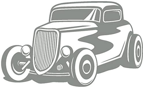 Samunshi® Hot Rod Wandtattoo Oldtimer Wandsticker Tuning Car Ratrod Wandaufkleber 140 x 82cm mittelgrau