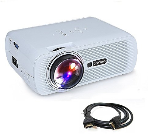 Crenova XPE460 Beamer, LED Upgrade Beamer 800*480 Auflösung Augenschutz inklusive HDMI Kabel für das Heim- Gartenkino verknüpfbar mit TV Laptop PC Spielekonsole SD Karte unterstützt iPad /Smartphone