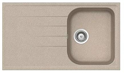SCHOCK | Lavello Cucina Lithos D100 1 Vasca con Gocciolatoio, Vasca Reversibile, Materiale Cristalite®, Color Avena, 860x500mm | Vasca Reversibile; Materiale Cristalite®; Color Avena