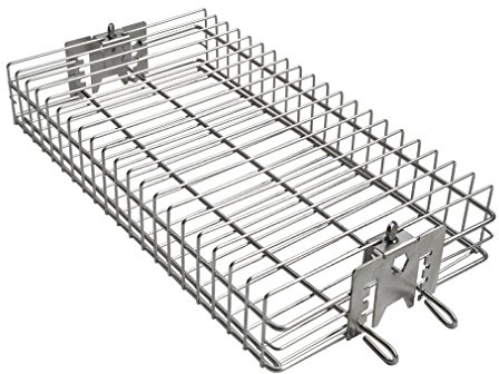 onlyfire 6042 BBQ Stainless Steel Flat Spit Rotisserie Grill Basket for Any Grill, Fits 1/2 Hexagon, 3/8 Hexagon, 3/8 Square&5/16 Square Rotisserie Spit Rods