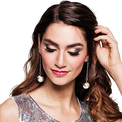 NET TOYS Witzige Discokugel-Ohrringe | Silberfarben | Glitzerndes Damen-Accessoire 70er Jahre Spiegelkugel | EIN Blickfang für Mottoparty & Themenabend