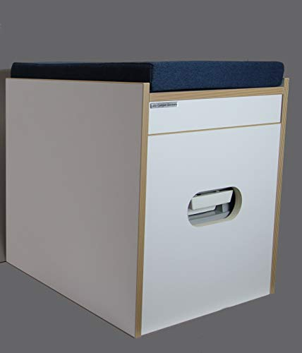 Toiletten Hocker Weiß mit Toilette Porta Potti 335 -Polster Blau - Stauraum Hocker