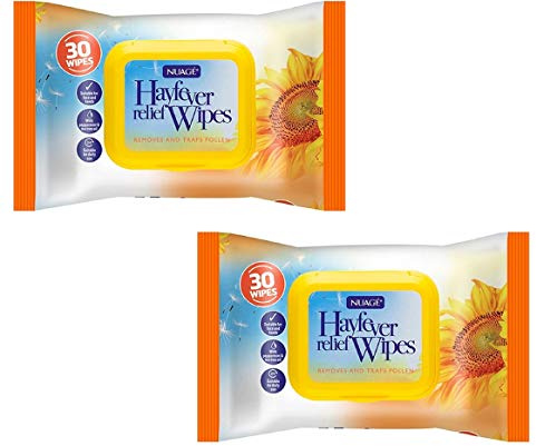 30 x Hayfever & Allergy Relief Wipes for Hand & Face Traps Pollen Dust Dirt Pet Allergy Wet Hay Fever Wipes (60 Wipes (2 Packet))