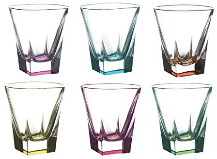 Giosal Set Glasses Fusion Color 6 Pieces Water 27cl Italian Glassware Rcr