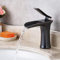 Robinet à levier pour lavabo, robinet de colonne de lavabo à économie d’eau, design élégant et antique, cascade, noir, court