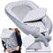 PaLulli 6-TLG Baby Ausstattung-Set - Babynest mit Einschlagdecke, Baby-Matratze, Kuscheldecke, Flachkissen, Nackenkissen, kuschelweich für Babys (Sterne GRAU)