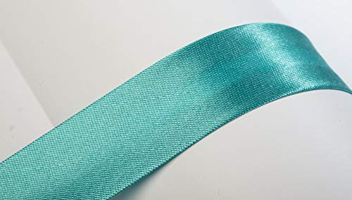 Jajasio Schrägband, 10m, Atlas (Satin), 25mm, gefalzt 34 ? türkisgrün, Textilband, Einfassband in 40 Farben
