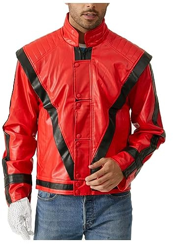 Shuanghao Giacche Rosso in Pelle Vestito Jacket Giacca Coat Halloween Natale Carnevale Concerto Role Play Retro Punk Disco Fancy Dress Costumi Outfit Costume Set Uomo Donna Unisex Adulti(Give Guanto)