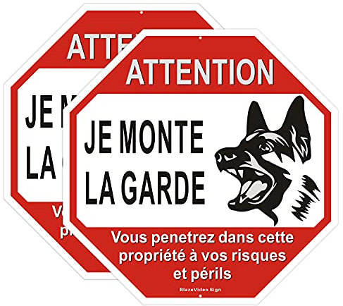 BlazeVideo 2X Panneau - Je Monte LA Garde Vous Pénétrez dans Cette Propriété à Vos Risques et Périls, Aluminium 250 * 250mm - Erreur de caractère