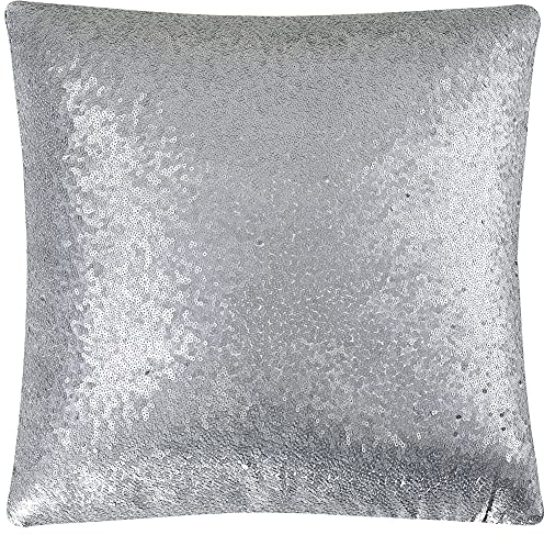 PiccoCasa Pailletten Kissenbezug 45x45cm Dekokissen Sofakissen Dekorative Kissenbzug für Hochzeitsfeiern, Dekorative Glitzernde Quadratische Kissenhülle Grau