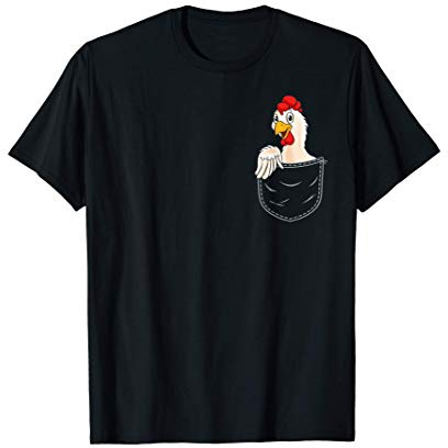 Huhn in Brusttasche Hühner Tasche lustiges Bauern Geschenk T-Shirt