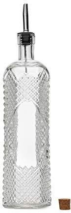 Premium Large Clear Glass Bottle with Spout and Cork, 32oz, 1 Bottle - Design: Kristal (3in X 11.9in)