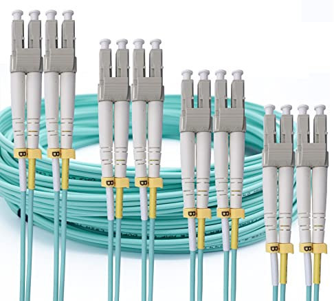 Elfcam® - Fibra Óptica Cable LC/UPC a LC/UPC OM3 Multimodo Duplex 50/125um LSZH, 0,5M, 4 Unidades