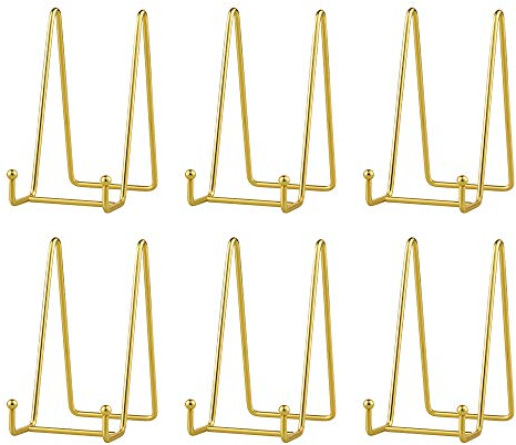 Cavalletto Espositore Supporto Porta Piatti - Reggi Piatti da Esposizione - 6 Pezzi Cavalletti in Ferro - Supporti Espositori da Tavolo per Piatto Decorativo | Foto | Cornice| Libri - Oro - 15,2 cm