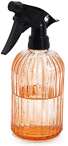 OFFIDIX Glassprühflasche, Handdruckanlage Mister 0.4L Wassersprüher Gießkanne mit verstellbarer Düse für Garten, Pflanze, Reinigung (Orange)