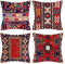 4er Set Dekorative Kissenbezüge 40 x 40 cm Stammes-Abstraktes Rot Orientalisch Kissenbezug Persischer Teppich Muster Kissen Dekokissen Böhmischen Kissenhüllen Leinenkissen Sofa Deko