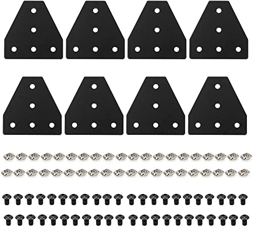 Aluprofil Verbinder 20x20 Profilverbinder T 8 Stück mit 40Stück M5-Muttern, 40Stück M5-Schrauben, für 3D-Drucker, Graviermaschine