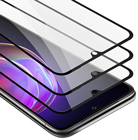 cadorabo 3x Verre Trempé couverture complète compatible avec Vivo V21 4G / 5G en TRANSPARENT avec NOIR - Pack de 3 Verre de protection d'écran trempé (Tempered) en dureté 9H avec 3D touch