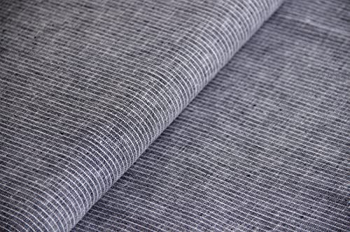 Halbleinen Meterware Feinstreifen - Leinenstoff gestreift - Leinengewebe dünne Streifen - Leinen Baumwollgemisch - Sommerleinen *ab 50 cm, Farbe: 005 navy
