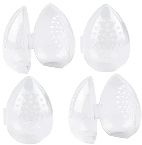 Froiny Teardrop Shape Beauty Oeuf Cosmétique Sponge Organisateur Case 4pcs Clear Clear Respirant Maquillage Blender Éponge Maquillage Porte-éponge