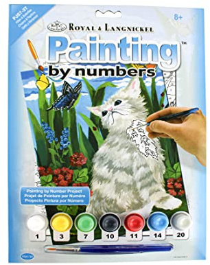 Pracht Creatives Hobby Royal & Langnickel - Malen nach Zahlen Kätzchen mit Schmetterling, enthält Farben und Pinsel, für Erwachsene und Kinder ab 8 Jahren