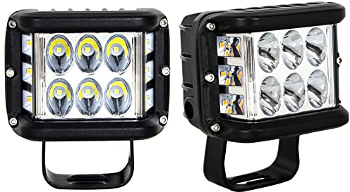 Willpower 2pcs 4 pollici 60W Led Luce di Lavoro Strobo Doppio Colore 3 Lati Sparatutto 12V 24V Luci di Guida Lampada per Auto Offroad Boat Truck 4x4 ATV Trattore Escavatore 3000 K 6000 K Bianco Ambra