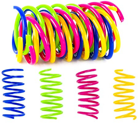 AWAVM 16 PCS farbige Plastikfrühlingsspielzeug für Katzen, interaktive Haustier-Spielwaren für Faule Menschen, um Katzen zu ärgern, und Katze springende Spielzeug