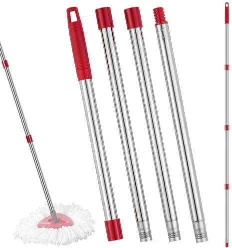 TIDYKITC Mango de repuesto compatible con cabezal de fregona Ocedar y escoba, 4 secciones de 30 a 58 pulgadas compatible con base de repuesto de fregona O Cedar (base de mopa y recambio no incluidos)