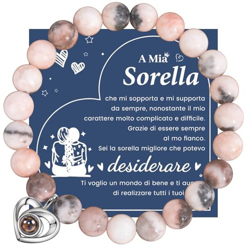 YELUWA Bracciale Ti Voglio Bene 100 Lingue, Sorelle Bracciale Regalo Sorella Compleanno Bracciali Sorelle Miglior Regalo Compleanno per Sorella