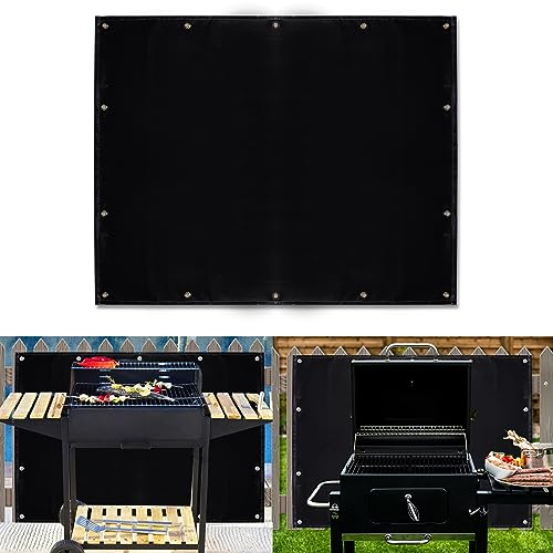 Tugaizi Hitzeschild Matte für Grill, Herd, Ofen und Kühlschrank, feuerfeste Abdeckung und Bildschirm schützen Deck Geländer vom Grill, Schwarz, Fiberglas, Silikon, 91 x 122 cm