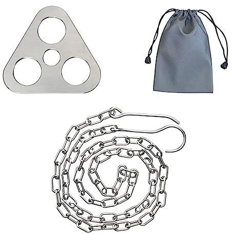 Pamtns Tripod Ring Campfire Tripod Barbecue Accessories Tripod Grill Stainless Steel Tripod for Fire Bowl Adjustable Chain Multifunctional Ring Hook Survival Accessories for Swivel Grill Cookware