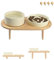 SPUNKYJUNKY Gamelle en Céramique pour Chien avec Support en Bambou pour Chats et Chiens (Beige + Beige)