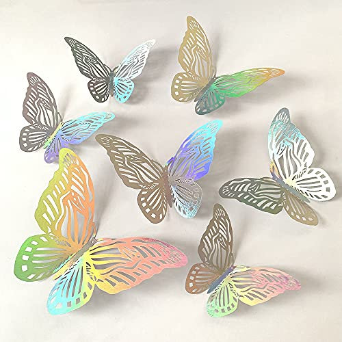 24 Stück 3D Schmetterlings Wandaufkleber WandSticker Schmetterlinge Deko Wanddeko Schmetterlinge Papierschmetterling Deko für DIY Wandkunst Handwerk Hochzeit Party Weihnachtsdekoration,C