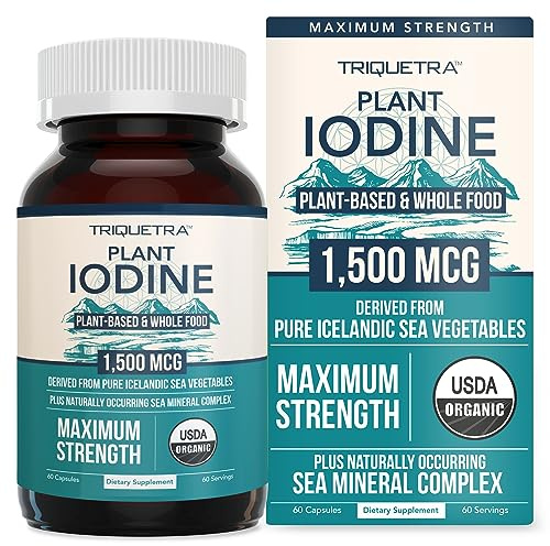 Organic Iodine Supplement, 1500mcg, Max Strength from Sea Vegetable Complex