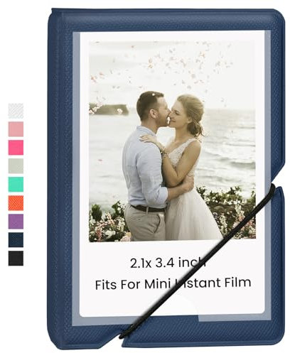 Lifting Mini album photo instantané à 28 pochettes pour Fujifilm Instax Mini 70 7s 8 8+ 9 11 25 50s 90, Polaroid PIC 300, Lomographers (bleu marine)