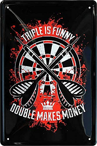 Einzigartiges Dart-Design: Stilvolles Dart-Motiv mit der Aufschrift Triple is funny, double makes money, perfekt für Dartliebhaber