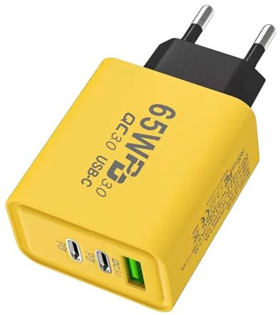 Enchufe Adaptador USB - Adaptador De Carga Rápida USB C | Adaptador De Carga Para Teléfono Móv 65W Con 3 Puertos | Cargador De Pared USB Bloque De Cargador Para El Hogar 100-240V