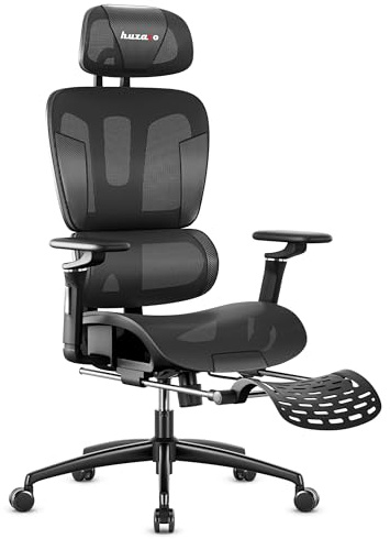 Huzaro Combat 7.9 Gaming Stuhl Ergonomisch - Integrierte Lordosenstütze - Fußstütze - Verstellbare Sitztiefe - Kopfstütze & Armlehnen - Stoff – Schwarz