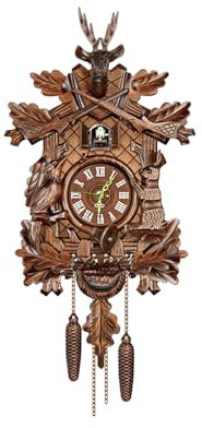 kawehiop Reloj de Pared de Cuco de para Madera Antiguo, fácil de Leer, Tradicional, de la Selva Negra, para Cualquier habitación, Reloj de Cuco de para Madera, CL301