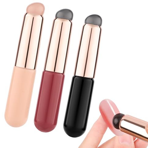 3pcs Nail Silicone Brush, Reusable Nail Gradient Brush Silicone Jelly Head Nail Brushes Concealer Lipstick Makeup Brush Soft Nail Painting Ombre Brush for DIY French Nail Art Tip Manicure Tool
