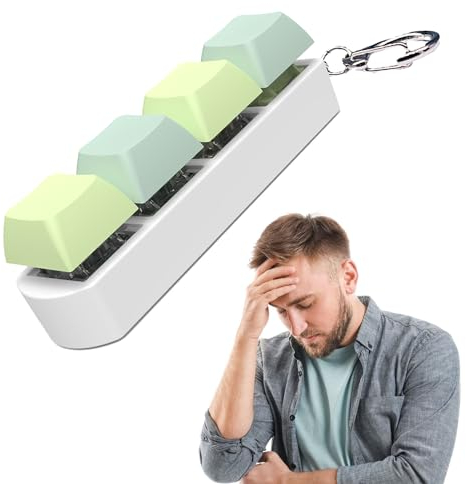 Keyboard Keychain, Unzip Keyboard, Keyboard Clicker, Keyboard Fidget Toy, 4 Button Fidget Gadget Funny Click Button (D)