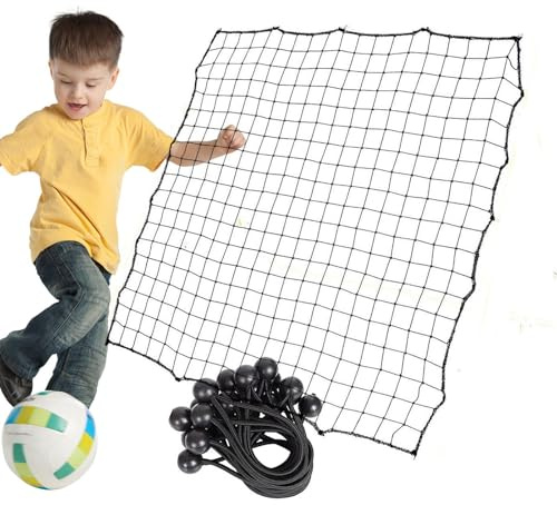 Ersatz-Fußballnetz, Ersatznetz für Fußball-Rebounder, 100 x 100 cm, mit Empfangsnetz für Fußballtraining mit 20 Seilen