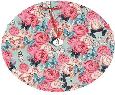 Bunte Blumen, Weihnachtsdekoration, Plüsch-Baumrock, Weihnachtsbaummatte, Neujahrsfest, Weihnachtsbaumschmuck